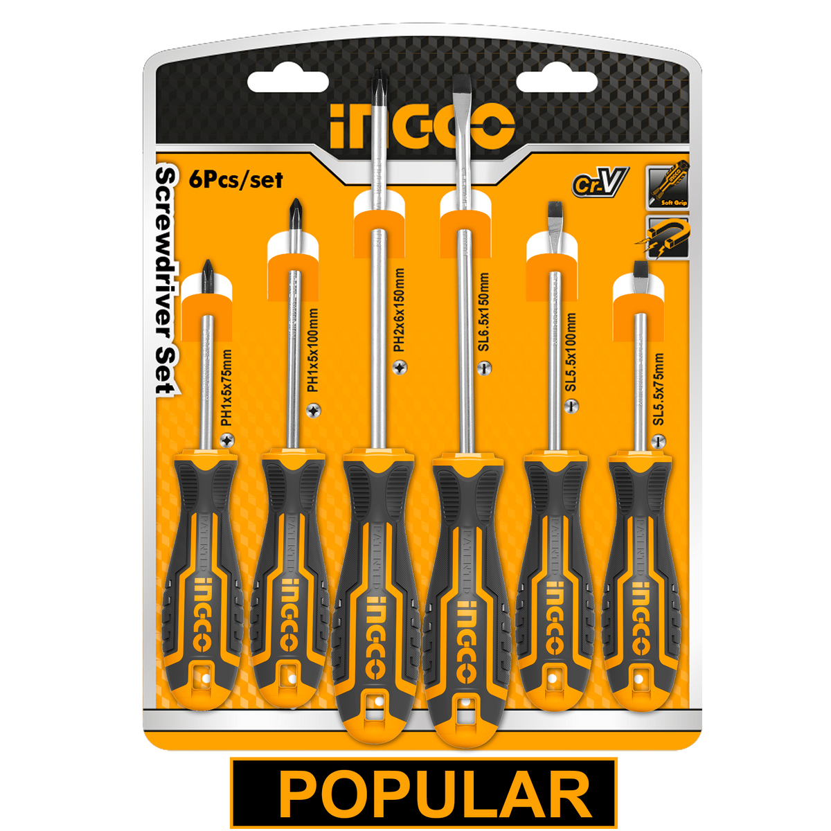 Súprava 6 presných skrutkovačov cr-v ingco