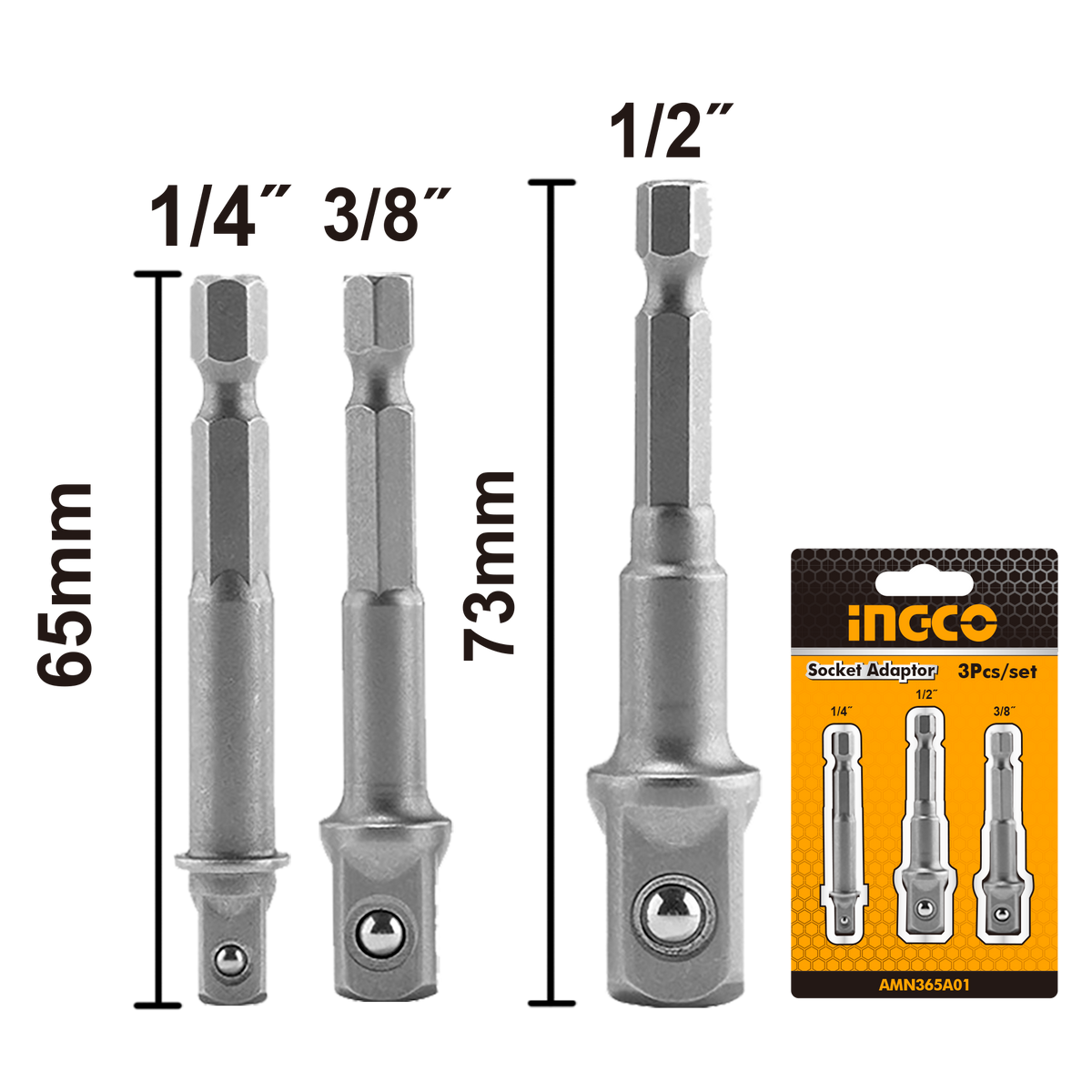 Sada magnetických adaptérov na nástrčné hlavice 1/4 3/8 1/2 ingco