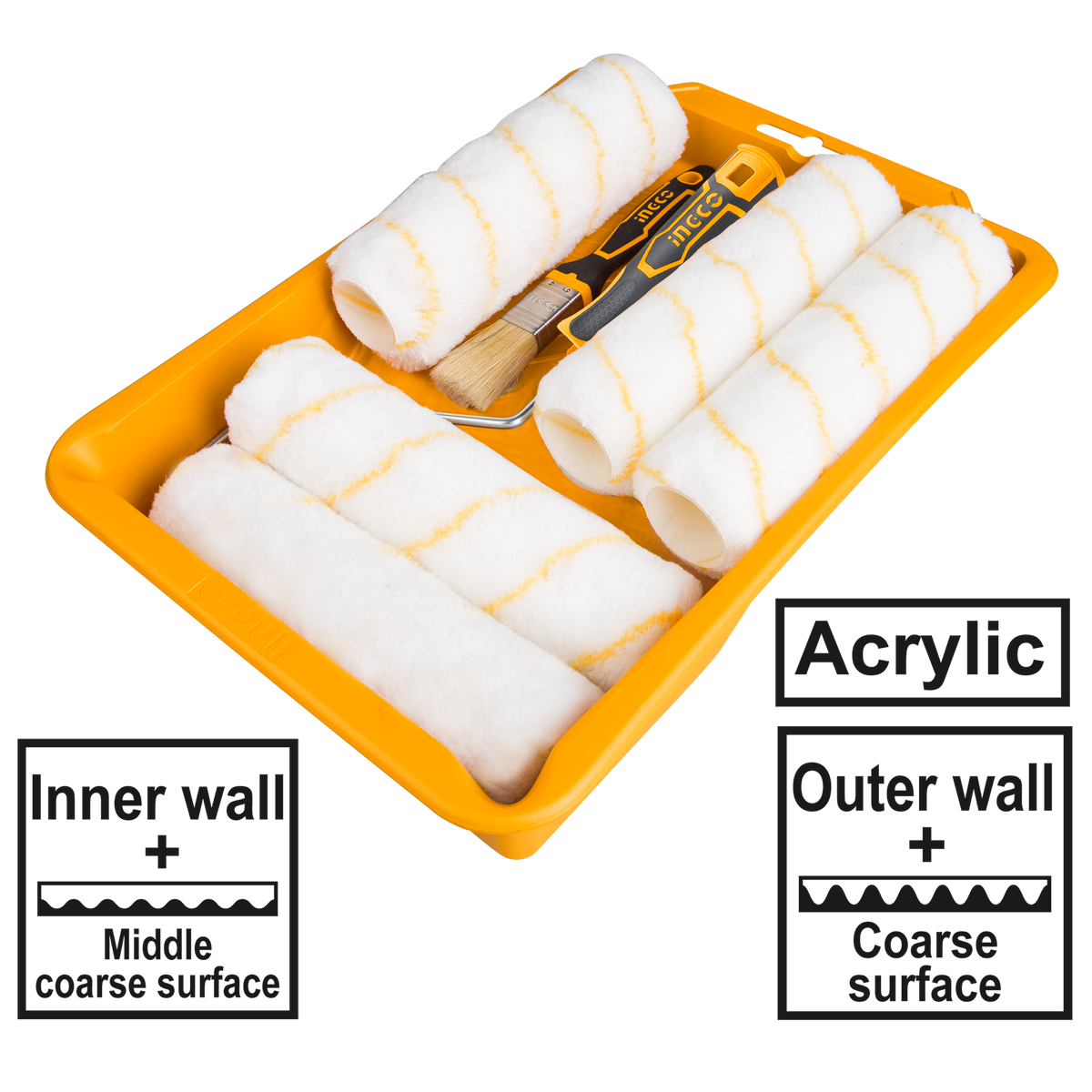 Súprava valčekov s vaničkou na maľovanie 8 kusov ingco