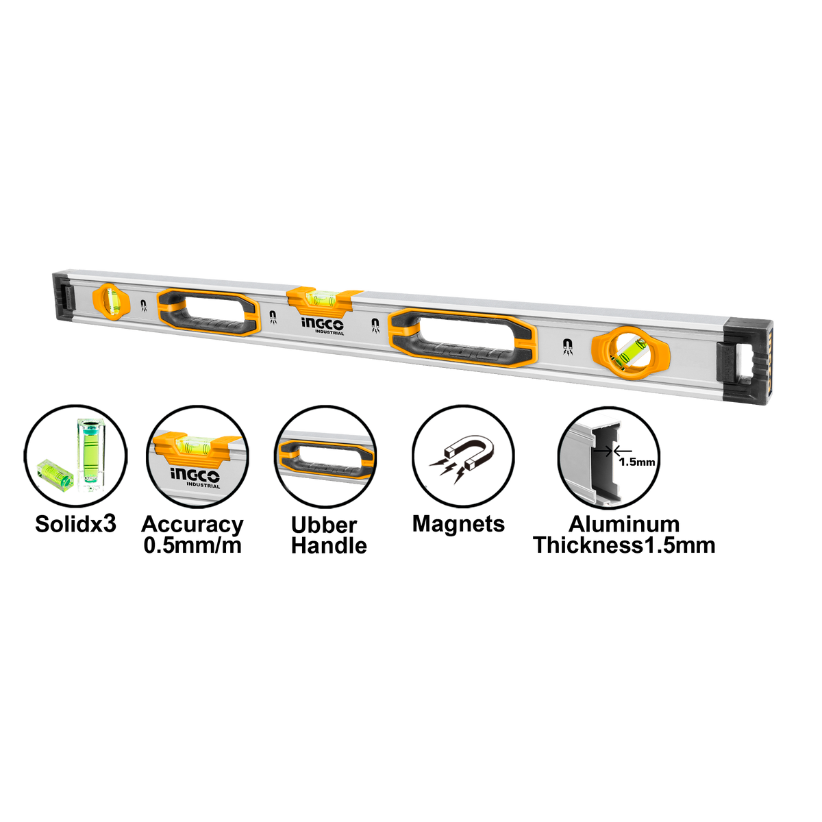 Vodováha z masívneho hliníka 100 cm ingco