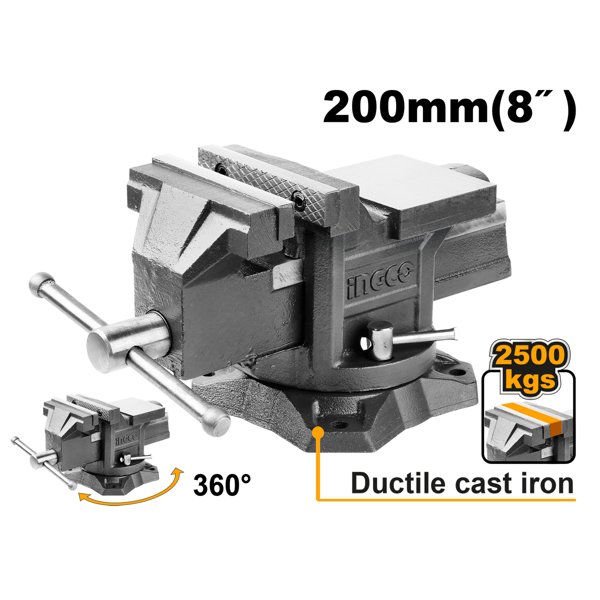 Otočný zverák 200mm / 8" Ingco