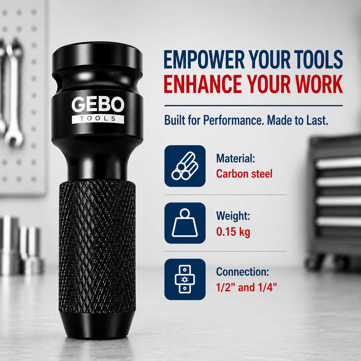 Rázový adaptér - redukcia 1/2'' - 1/4'' Gebo Tools