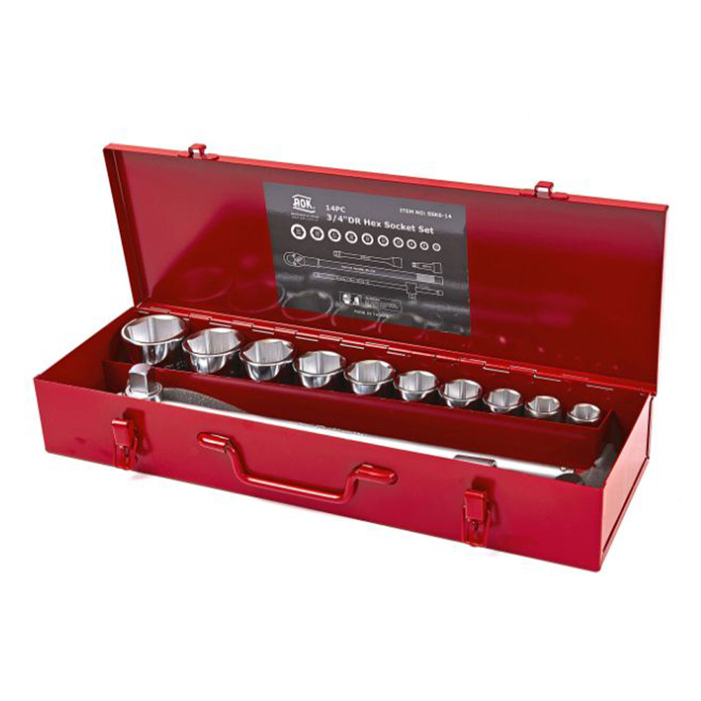 Profesionálna súprava aok, nástrčky s račňou 3/4, 22–50 mm, 14 kusov
