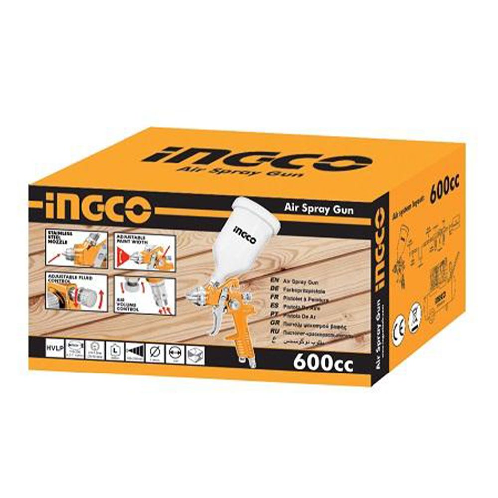 Striekacia pištoľ s kovovou nádržkou 600cm3 Ingco