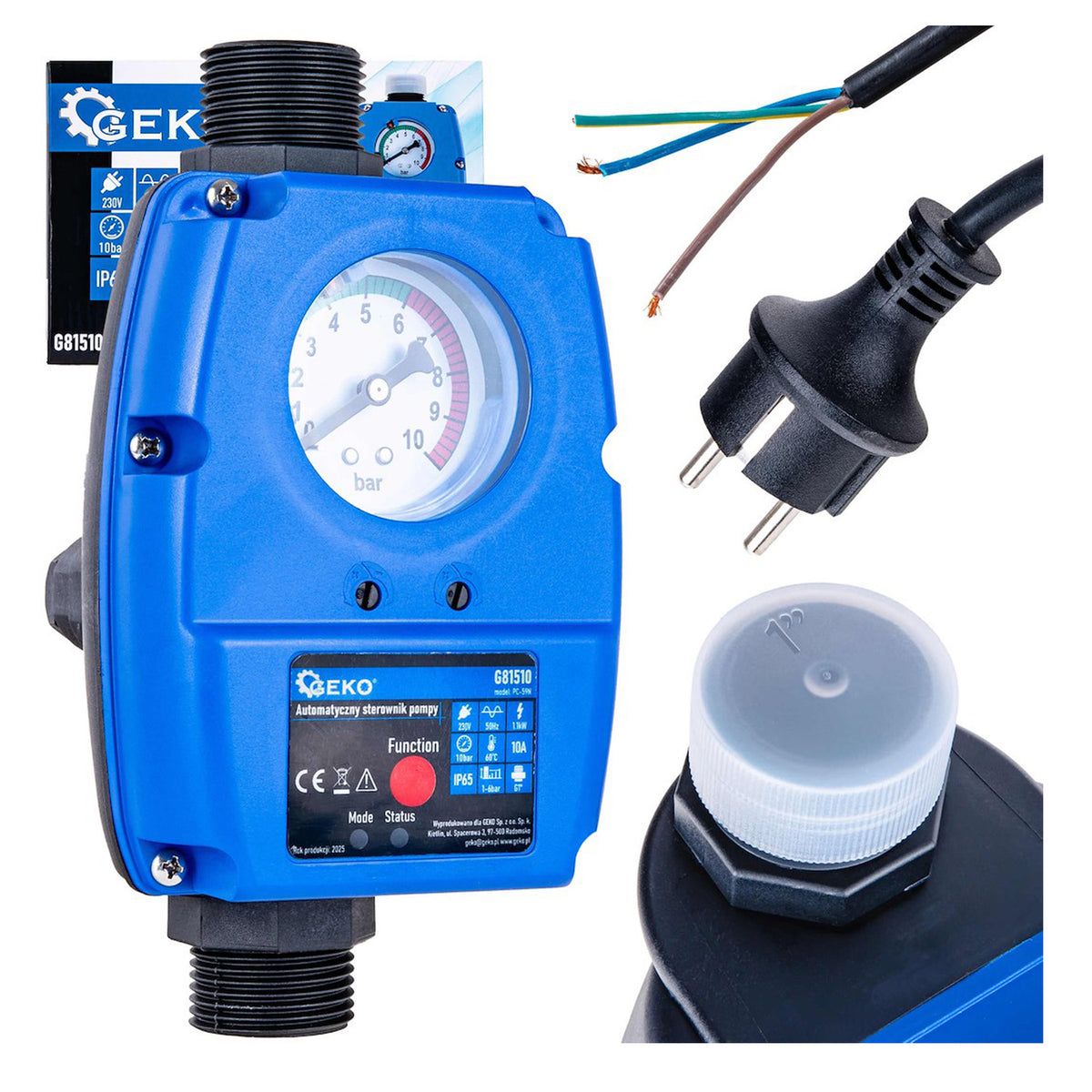 Automatický tlakový spínač vodného čerpadla 1,1kW, 10bar