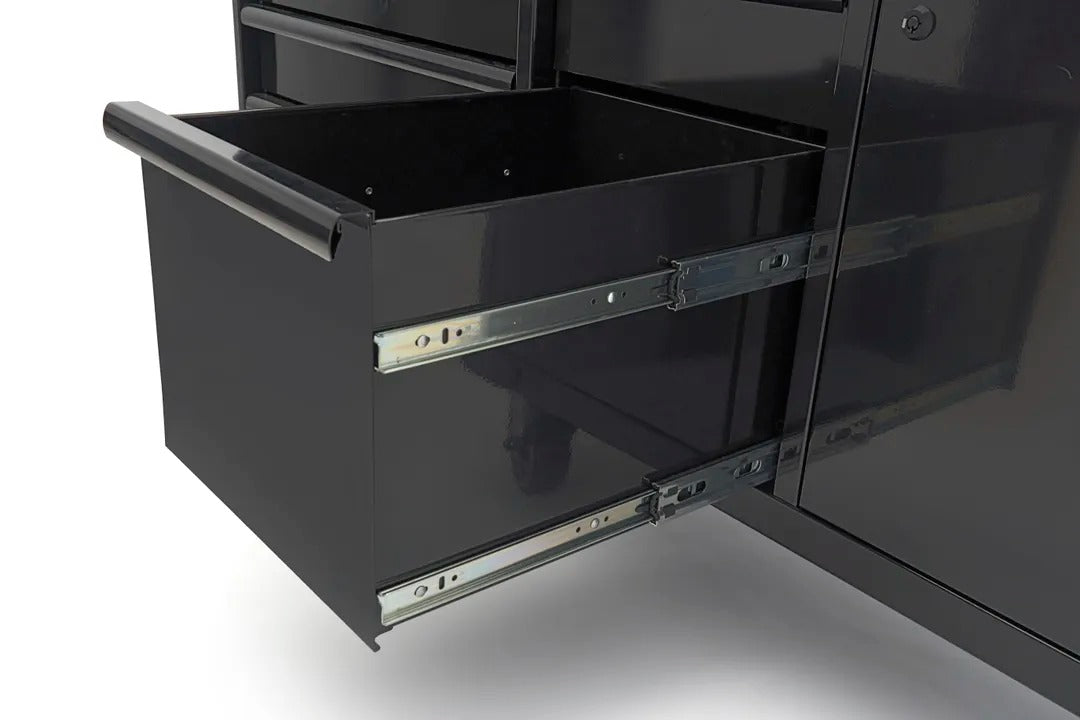 Profesionálna kovová skriňa 10 zásuviek mobilný vozík pracovný stôl 147cm, masívna drevená doska HBM holandsko