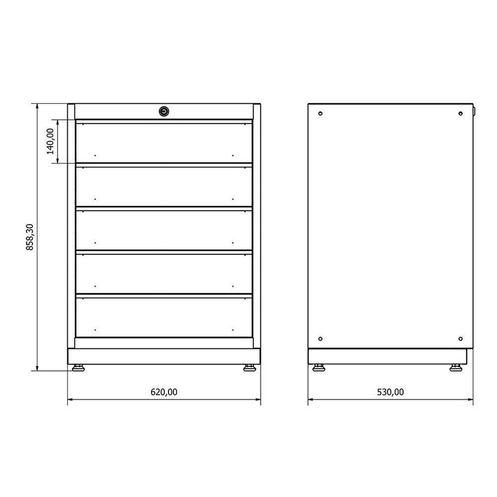Dielenská skrinka s 5 zásuvkami - šuflíkmi 62 × 53 × 86cm