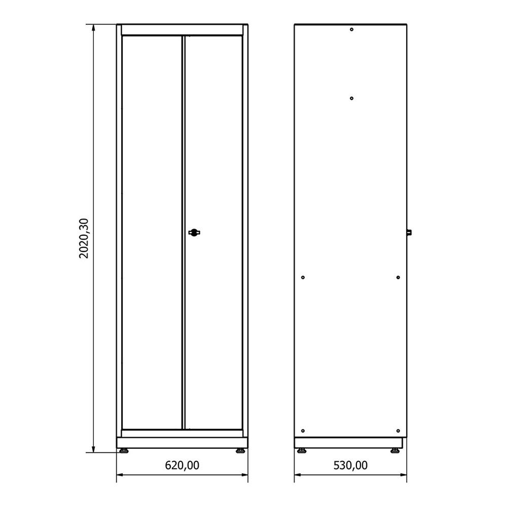 Dielenská skriňa dvojdverová s 5 policami 62 × 53 × 202cm