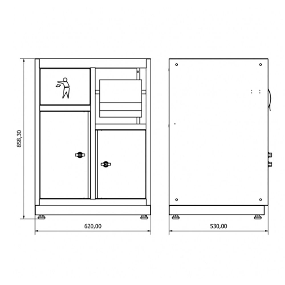 Dielenská skrinka s držiakom na papier a odpadkovým košom 62 × 53 × 86cm