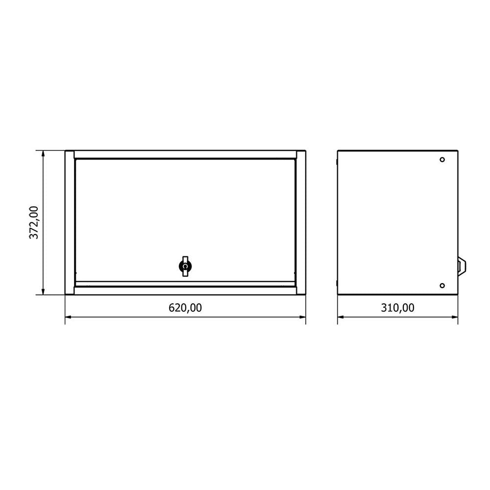 Závesný dielenský korpus s 1 dverami – 62 × 31 × 37 cm