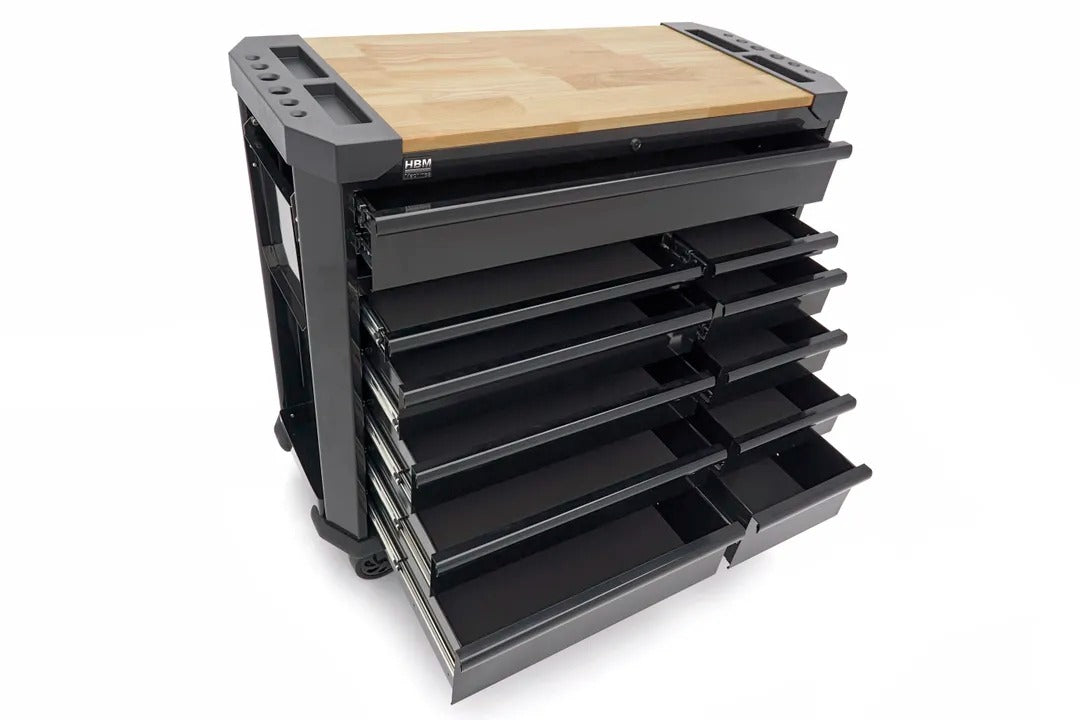 Skriňa na náradie s 11 zásuvkami a pracovným stolom 109cm HBM machines