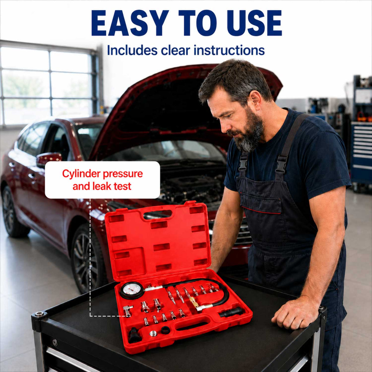 Tester kompresie - kompresiometer pre dieslové motory Gebo Tools
