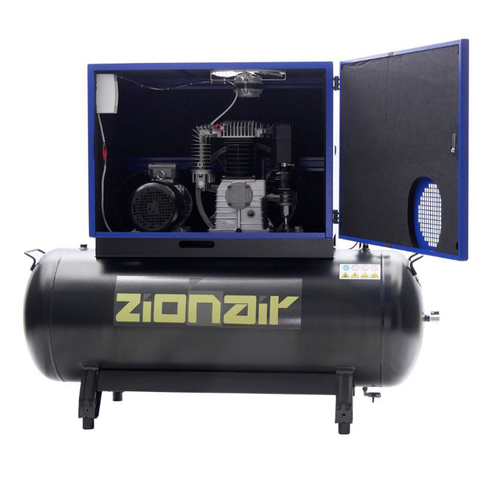 Tichý kompresor so spúšťaním star-delta 4 kw 11 bar 270 l 400 v zionair