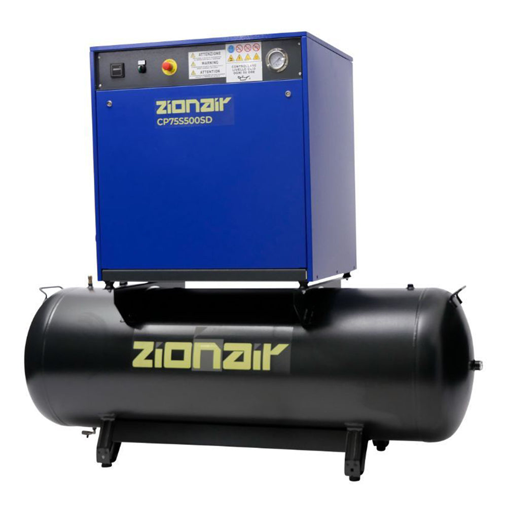 Tichý kompresor so spúšťaním star-delta 7.5 kw 11 bar 500 l 400 v zionair