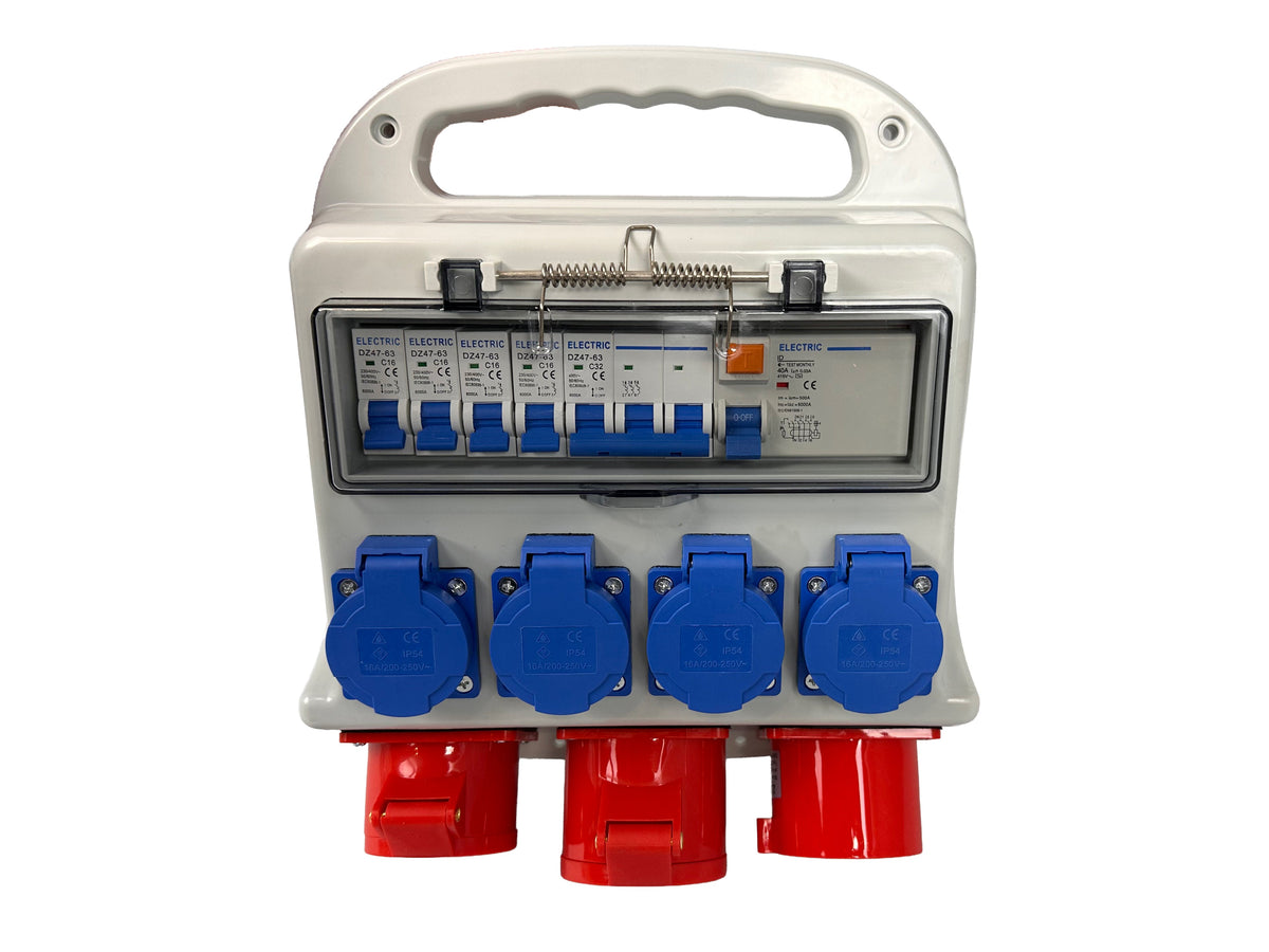 Prenosná rozvodná skriňa s istením 3 x 400V, 4 x 230V, IP44 Gebo Tools