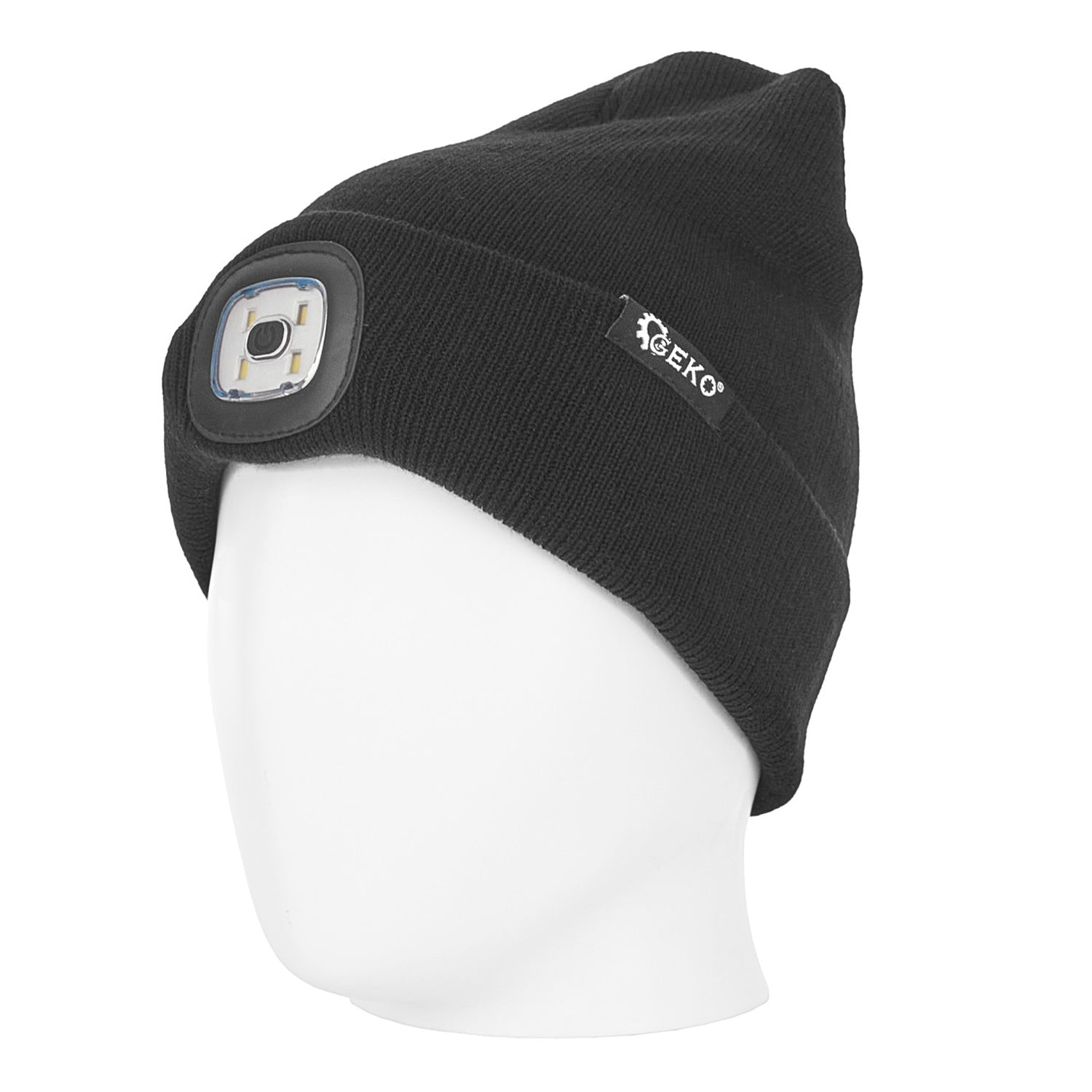 Zimná čiapka s nabíjateľnou LED lampou, čierna