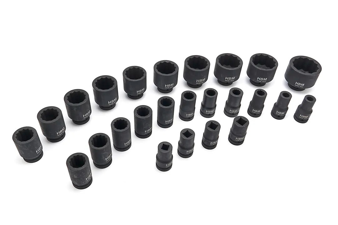 Sada dvojitých rázových 12-hranných nástrčných kľúčov 1''17 - 75mm HBM