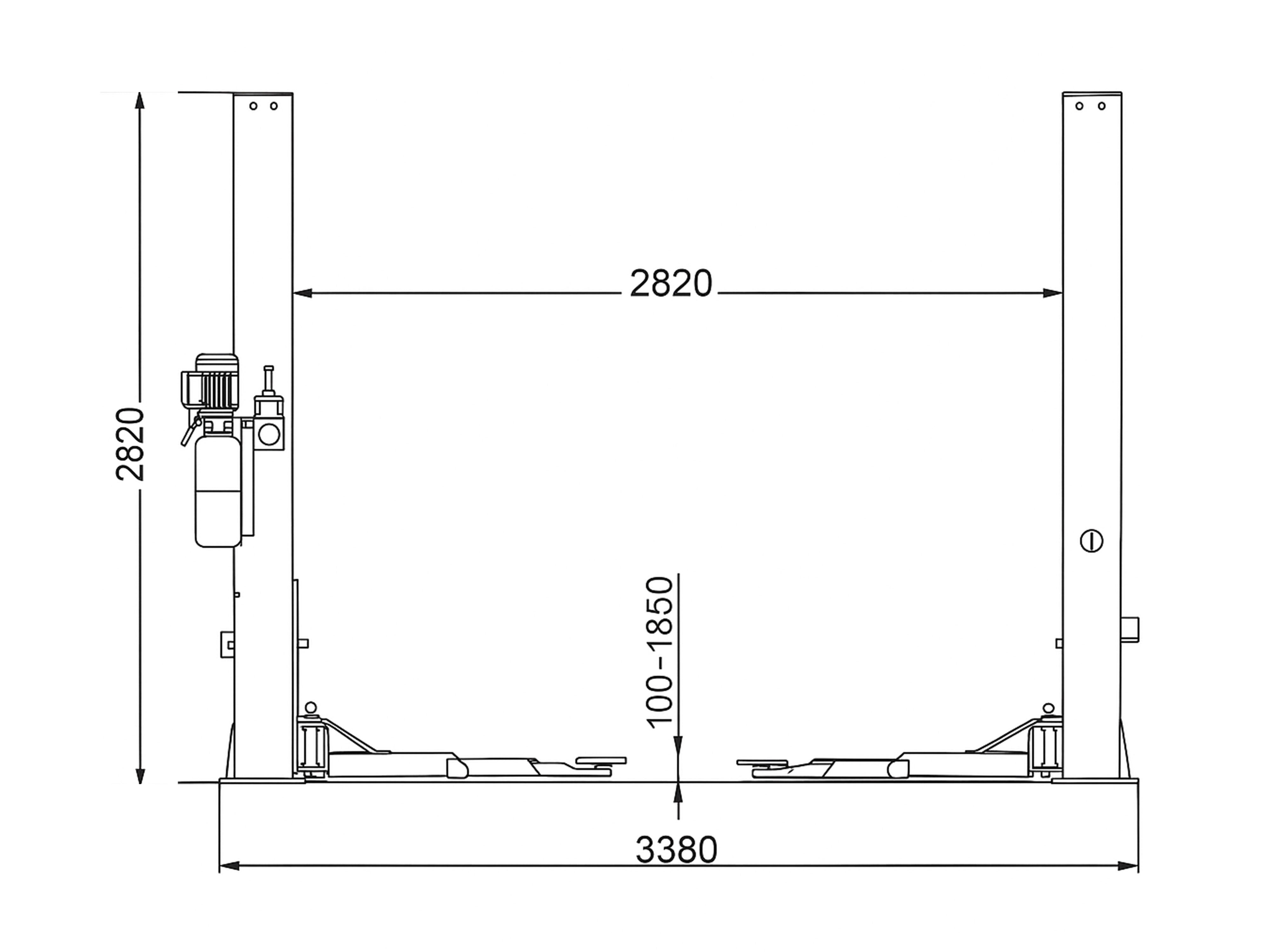 Dvojstĺpový elektrohydraulický zdvihák s manuálnym odblokovaním 4t 230V + olej zdarma