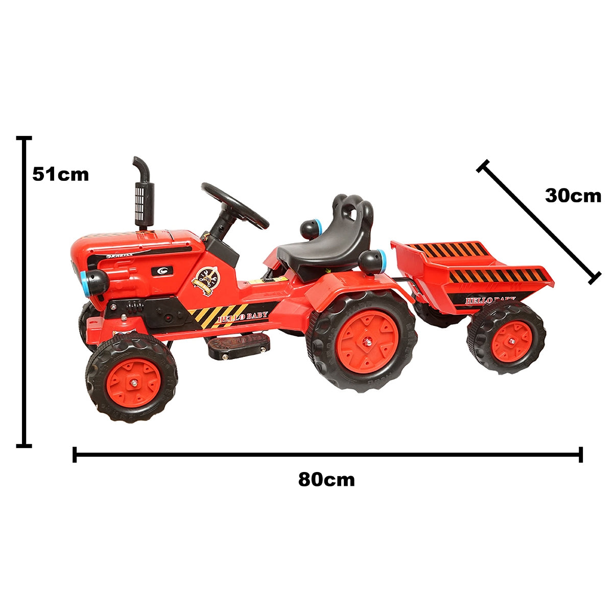 Detský elektrický traktor s prívesom a batériou, 3 - 6 rokov, Hello Baby