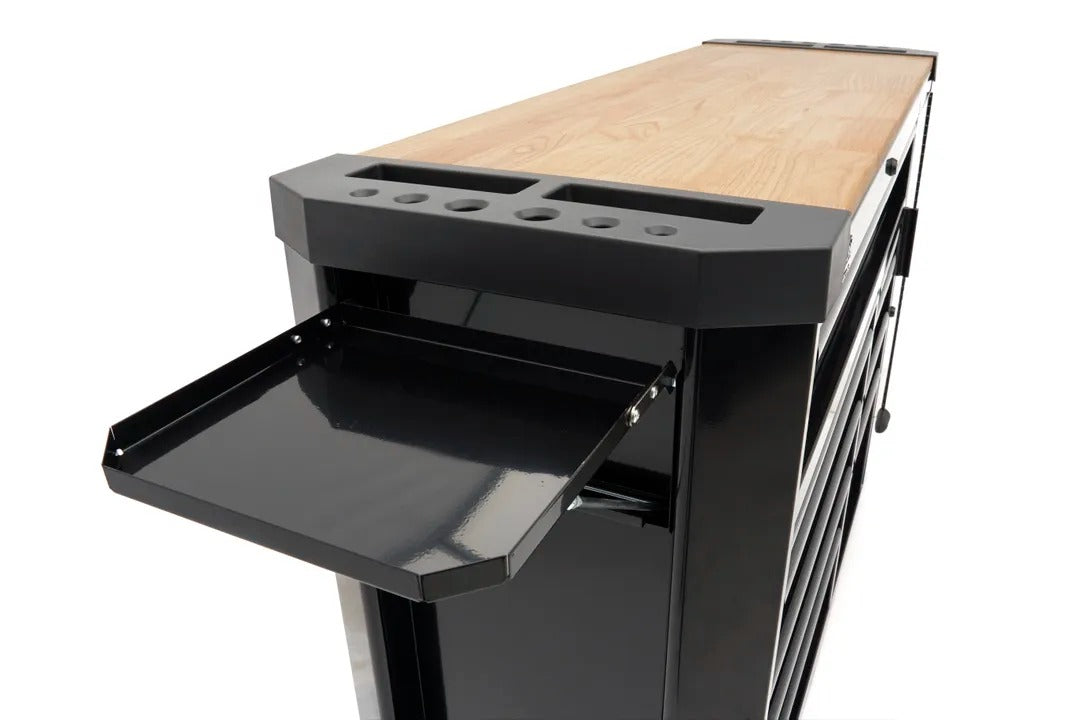 Profesionálna kovová skriňa 10 zásuviek mobilný vozík pracovný stôl 147cm, masívna drevená doska HBM holandsko