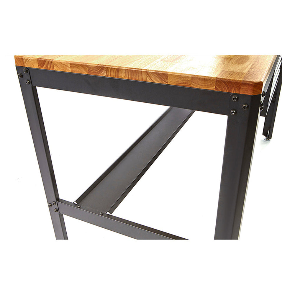 Profesionálny kovový pracovný stôl s 5 zásuvkami a drevenou pracovnou doskou, 155cm