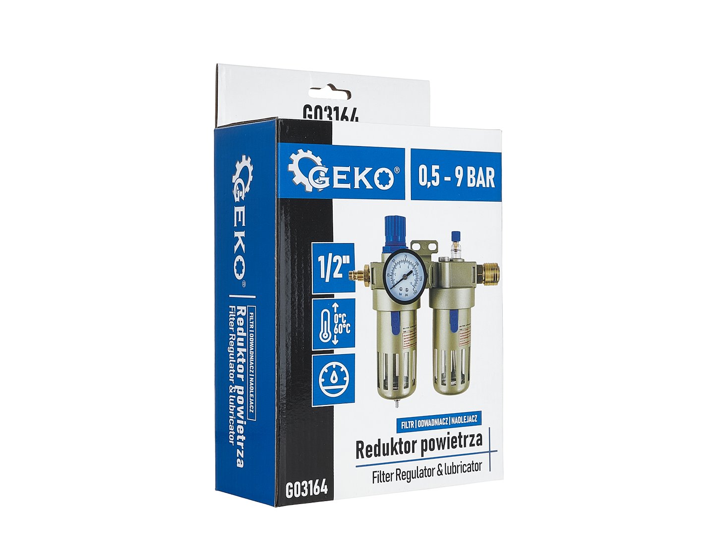 Filter, reduktor tlaku, olejnička pre pneumatické rozvody 1/2'' Geko