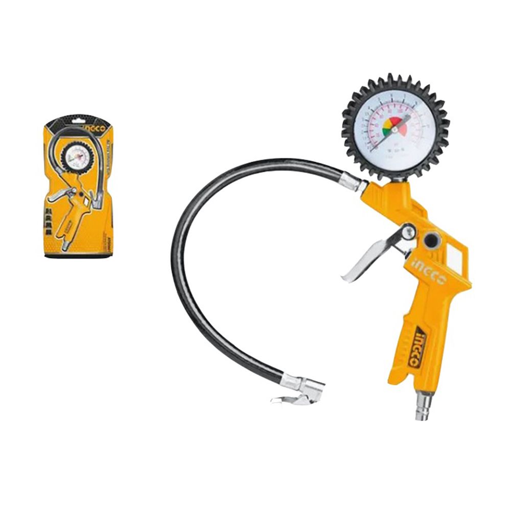 Pištoľ na hustenie pneumatík s manometrom Ingco