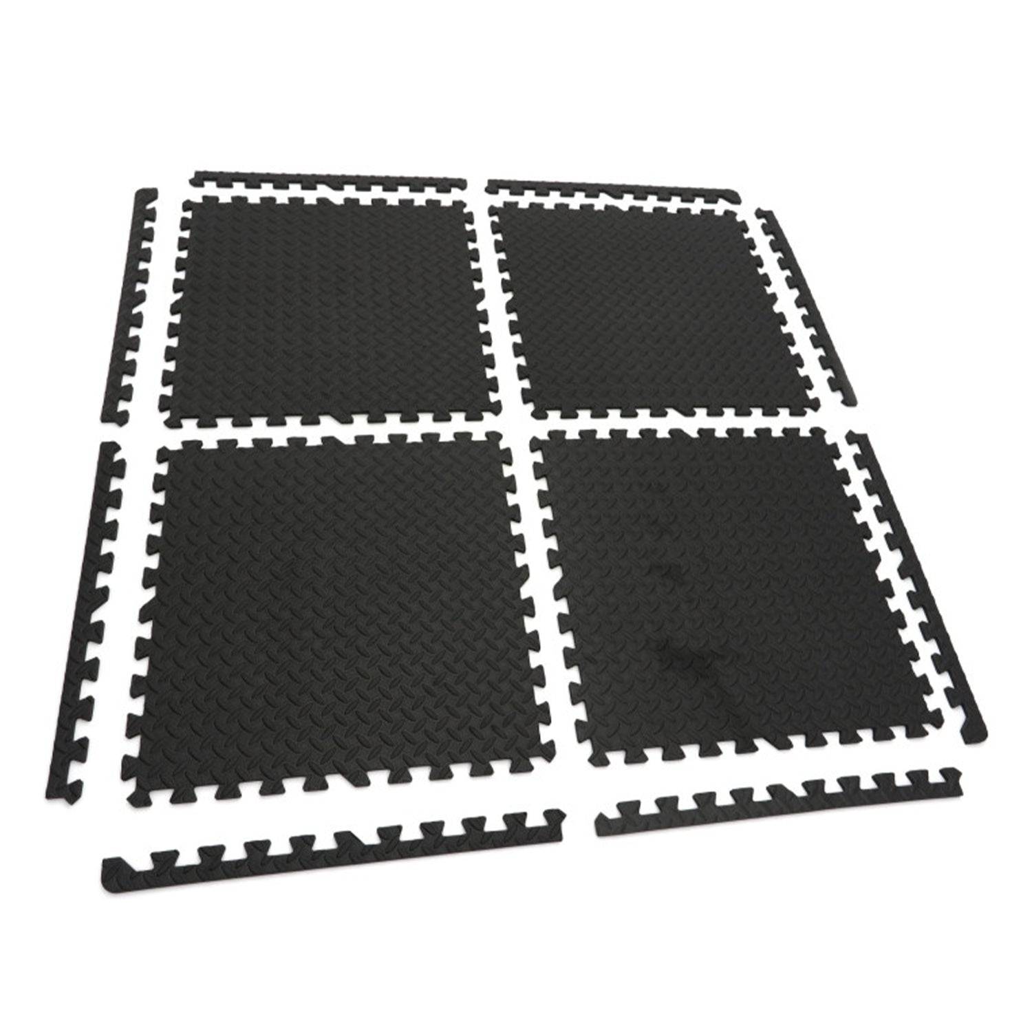 Súprava 4 ochranných podložiek z eva peny, puzzle typ, protišmykové, čierne, 61x61 cm hbm machines