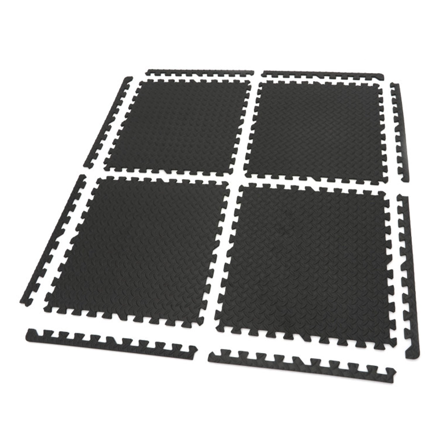 Súprava 4 ochranných podložiek z eva peny, puzzle typ, protišmykové, čierne, 61x61 cm hbm machines
