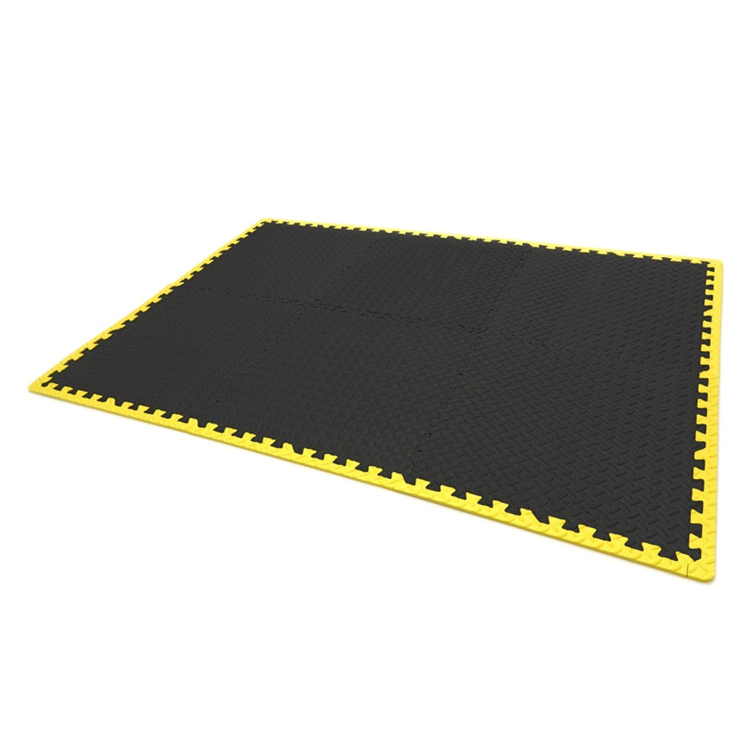 Ochranná podložka puzzle z EVA peny, 6ks, protišmyková, čierno-žltá, 61 x 61cm HBM Machines