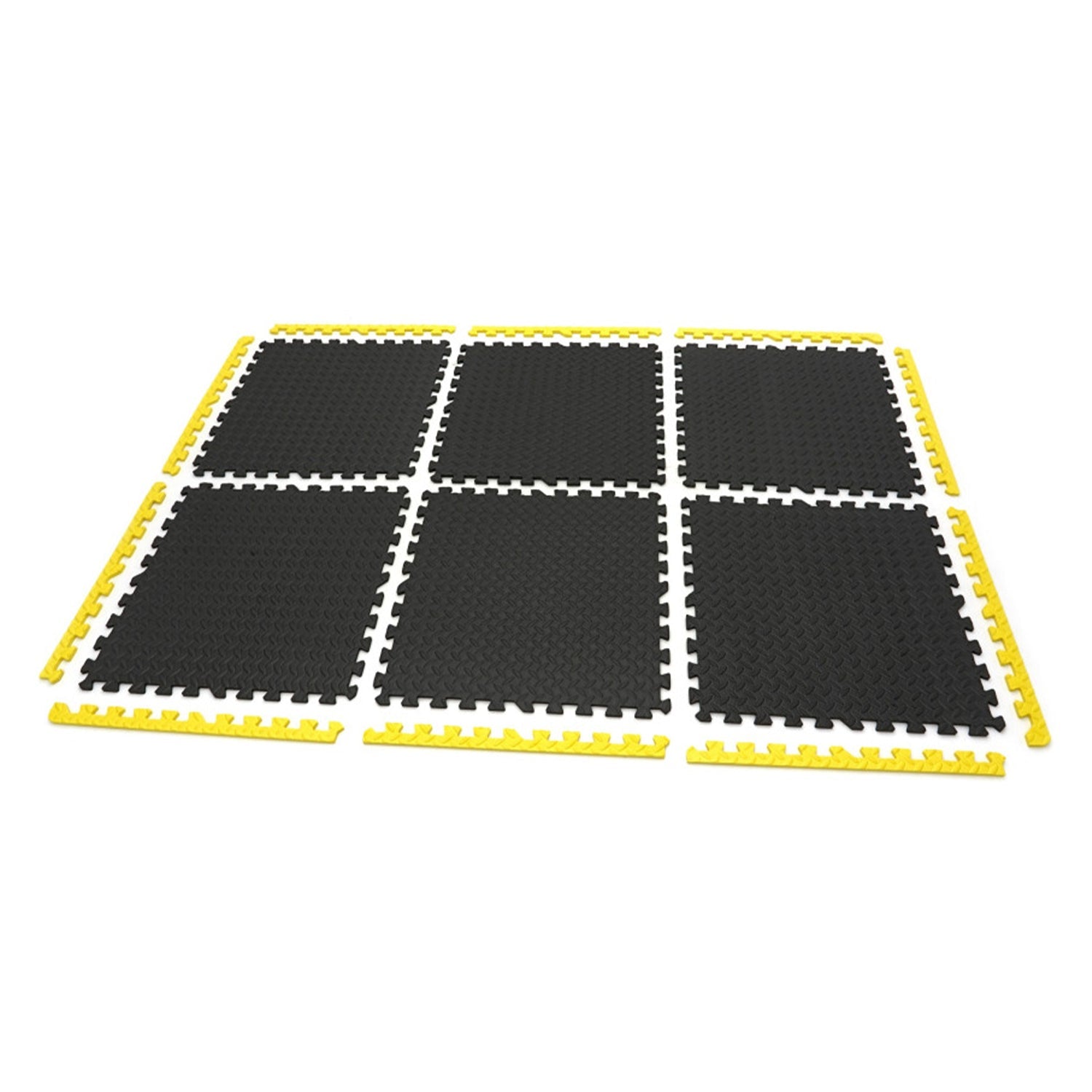 Ochranná podložka puzzle z EVA peny, 6ks, protišmyková, čierno-žltá, 61 x 61cm HBM Machines