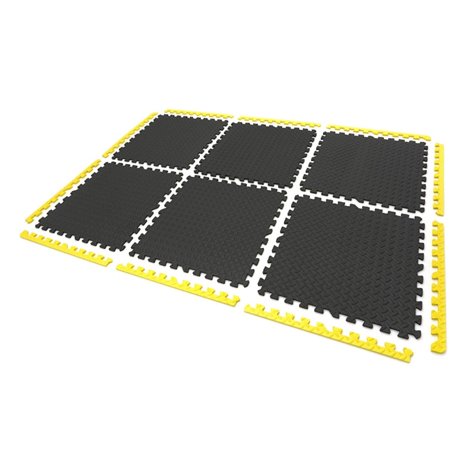 Ochranná podložka puzzle z EVA peny, 6ks, protišmyková, čierno-žltá, 61 x 61cm HBM Machines