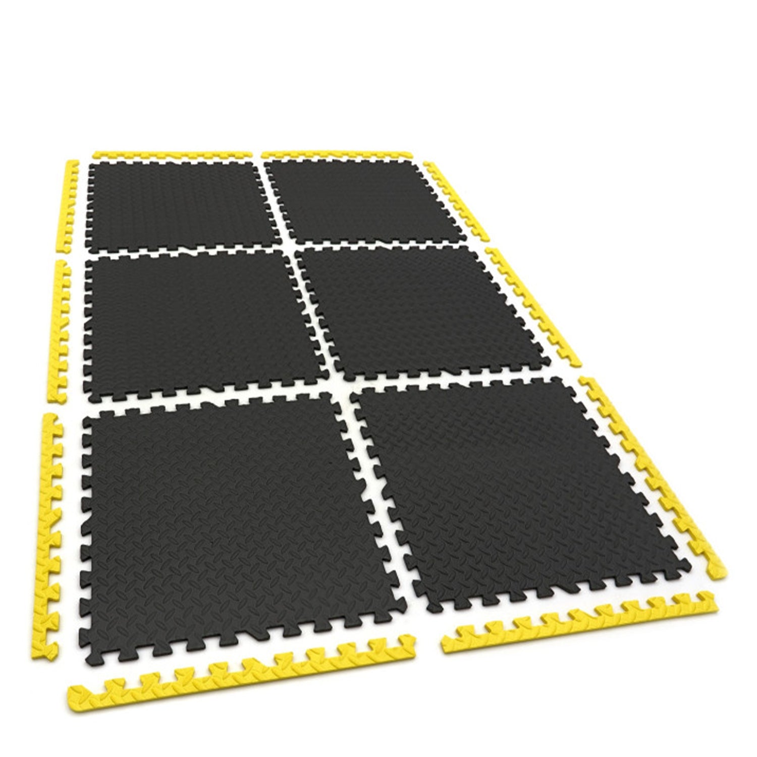 Ochranná podložka puzzle z EVA peny, 6ks, protišmyková, čierno-žltá, 61 x 61cm HBM Machines