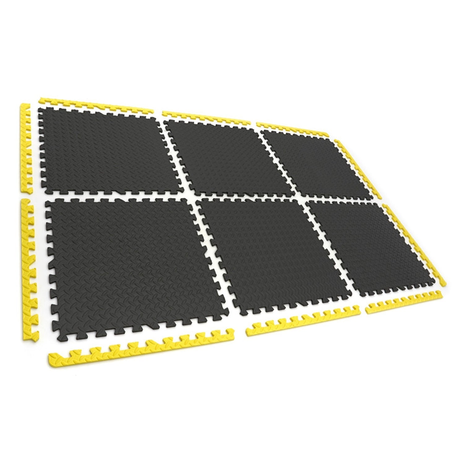 Ochranná podložka puzzle z EVA peny, 6ks, protišmyková, čierno-žltá, 61 x 61cm HBM Machines