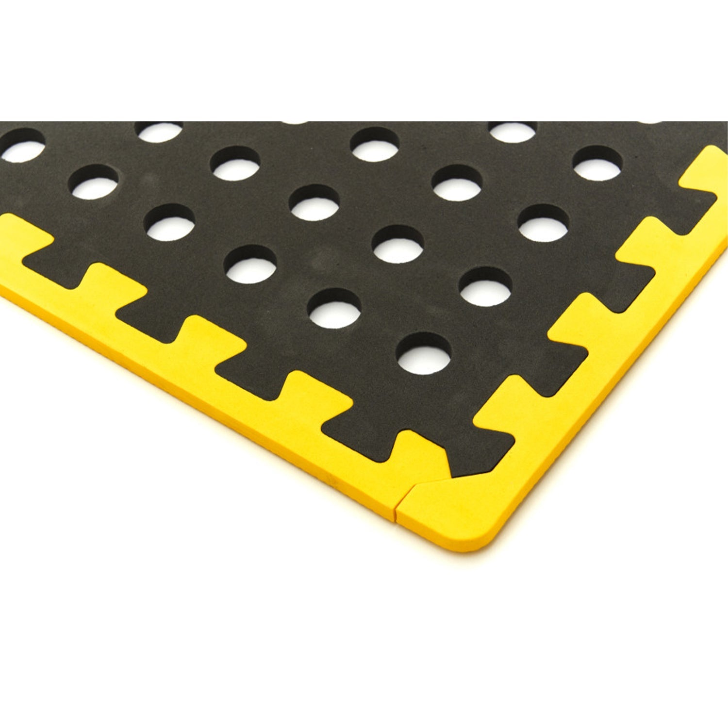 Súprava 4 ochranných dlaždíc z peny EVA typu puzzle, protišmykových, na podlahu, čierno-žlté 61 x 61cm HBM