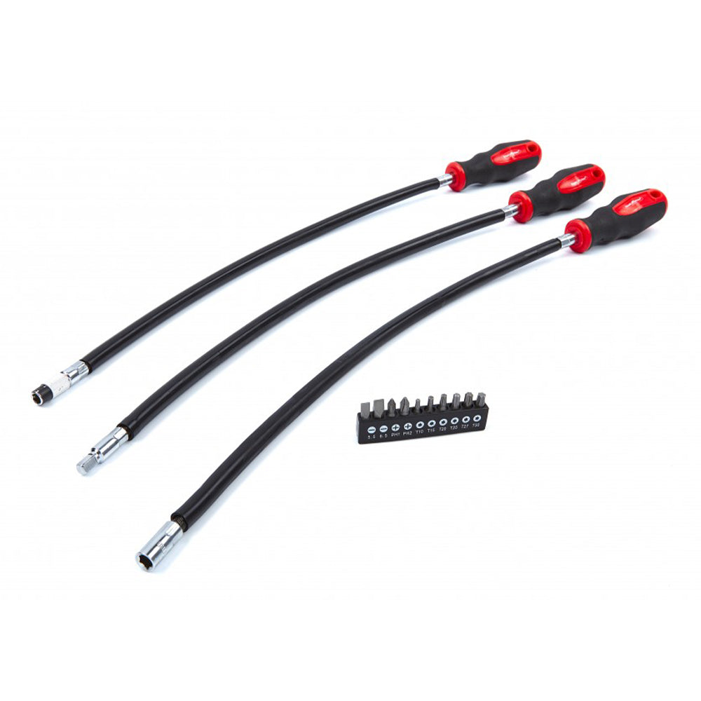 Sada flexibilných extra dlhých skrutkovačov s bitmi hbm