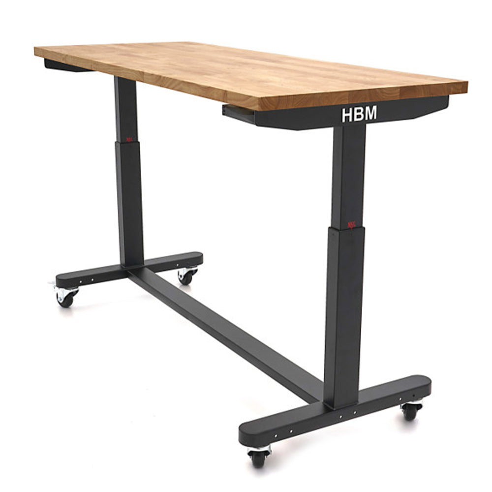 Pracovný stôl výškovo nastaviteľný s masívnou drevenou doskou 152cm