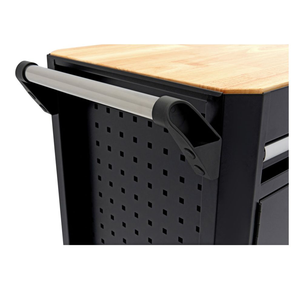 Pojazdný pracovný stôl s 13 zásuvkami a drevenou pracovnou doskou, 168cm HBM