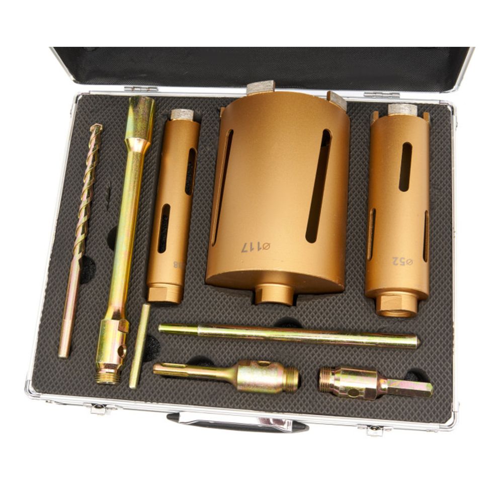 Sada diamantových vykružovacích korunkových vrtákov, 9ks, 38, 52, 117mm HBM