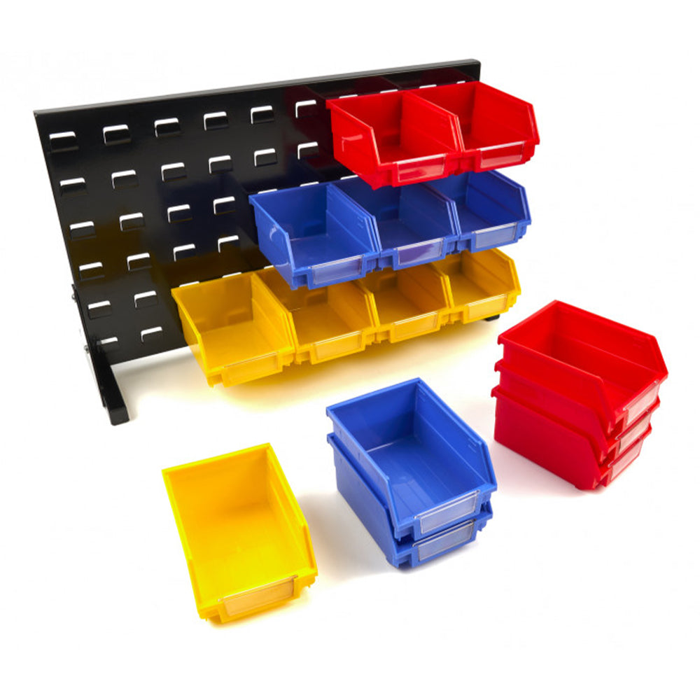 Nástenný organizér - panel s 15 úložnými boxami HBM