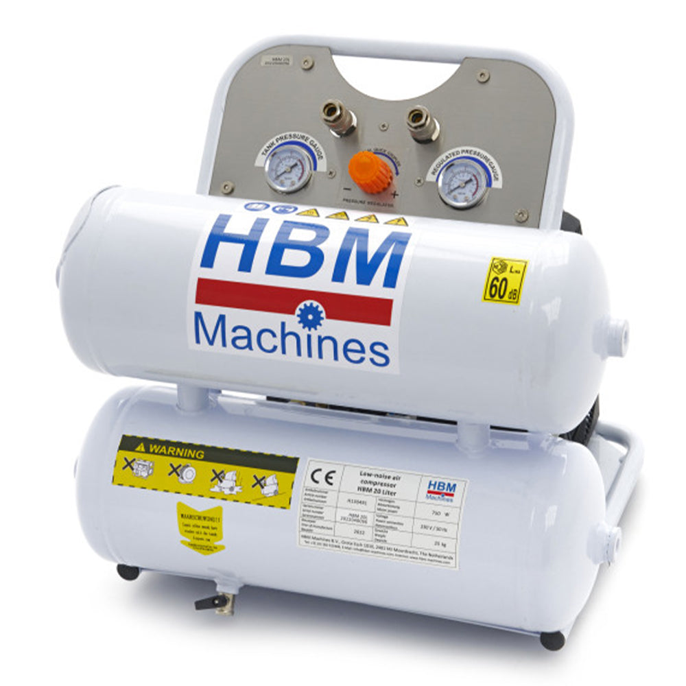 Tichý bezolejový kompresor s nízkou hlučnosťou 20l 750W 60dB HBM