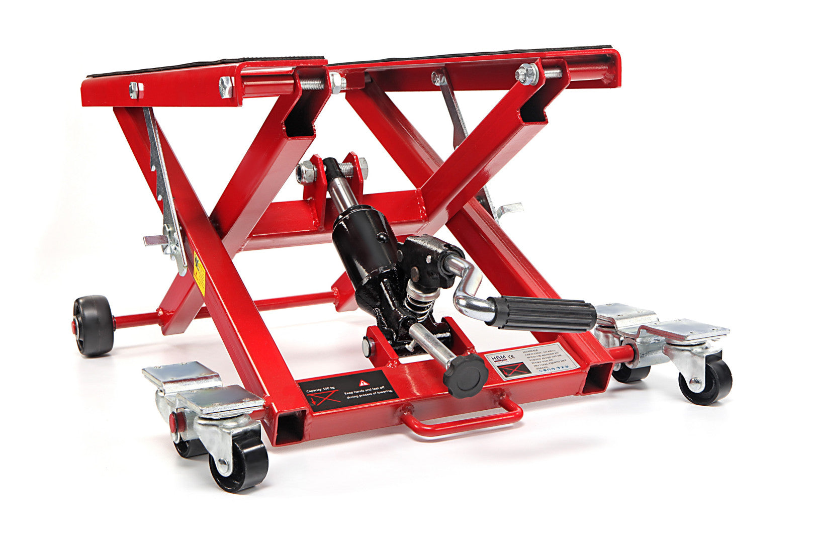 Hydraulický nožnicový zdvihák pre motocykle 500kg, červený HBM Machines Holandsko