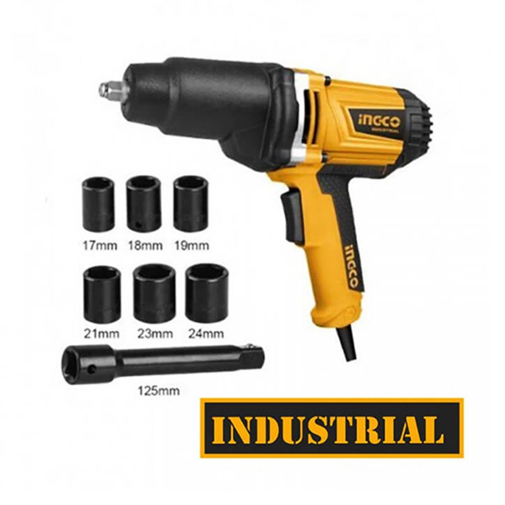 Elektrický rázový uťahovák 1/2'' 550Nm so sadou rázových hlavíc 17 - 24mm Ingco