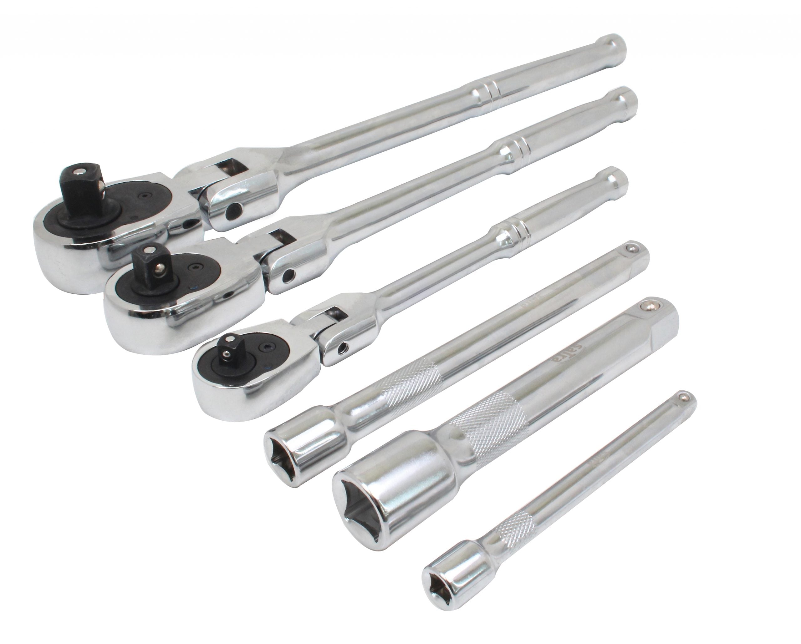 Kĺbové račne, sada 6ks, 1/4" – 3/8" – 1/2", s predĺženiami