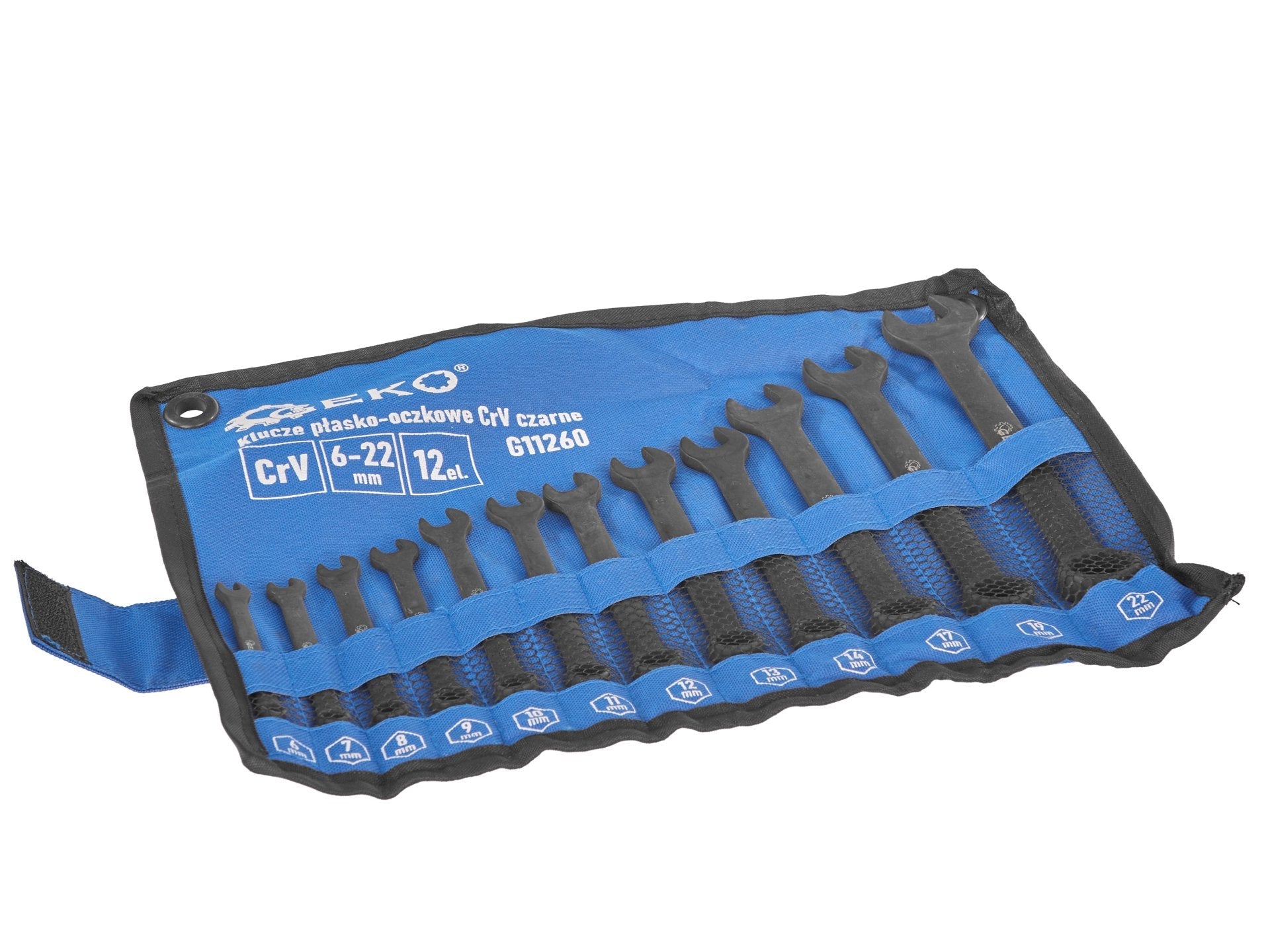 Sada kombinovaných očko-plochých kľúčov 12ks 6 - 22mm Cr-V čierne
