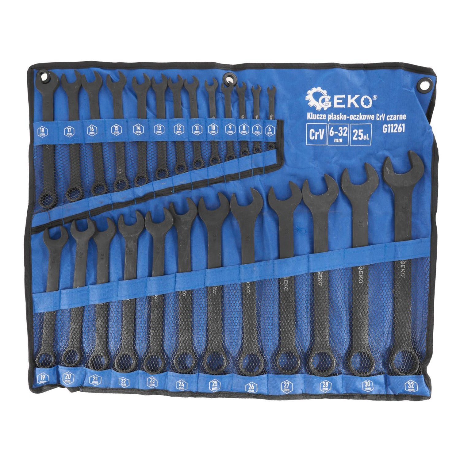 Sada kombinovaných očko-plochých kľúčov 25ks Cr-V čierne