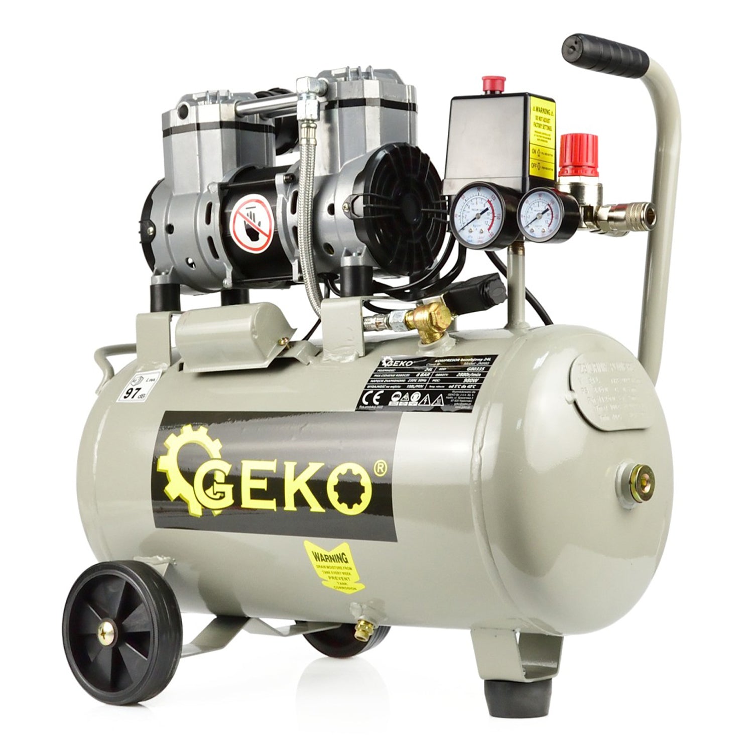 Bezolejový vzduchový kompresor 980W, 24l Geko