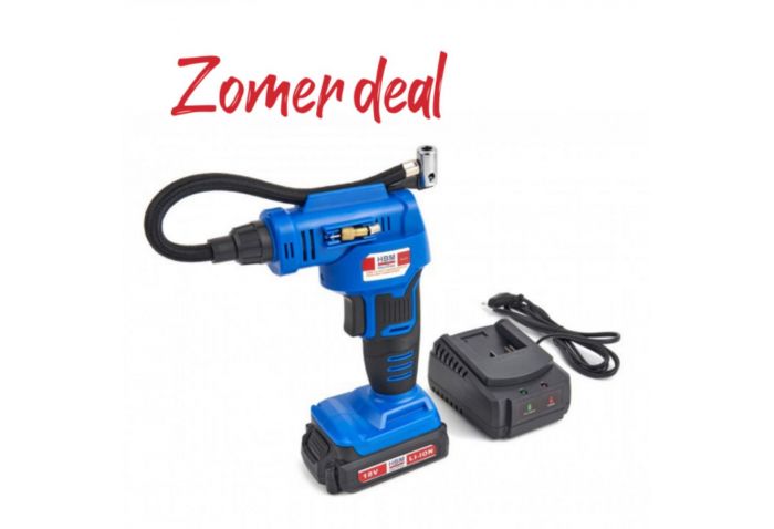 Kompresor na hustenie pneumatík s LED osvetlením a akumulátorom 18 V