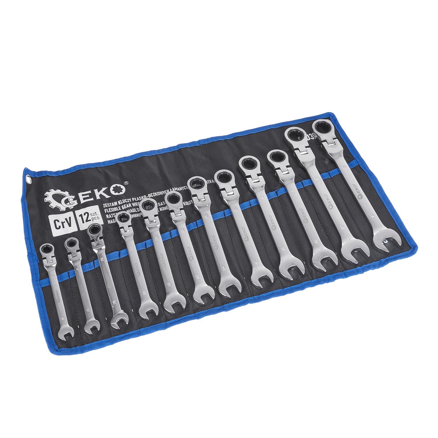 Sada 12 kombinovaných očkoplochých kľúčov s račňou a kĺbom 8 - 19mm