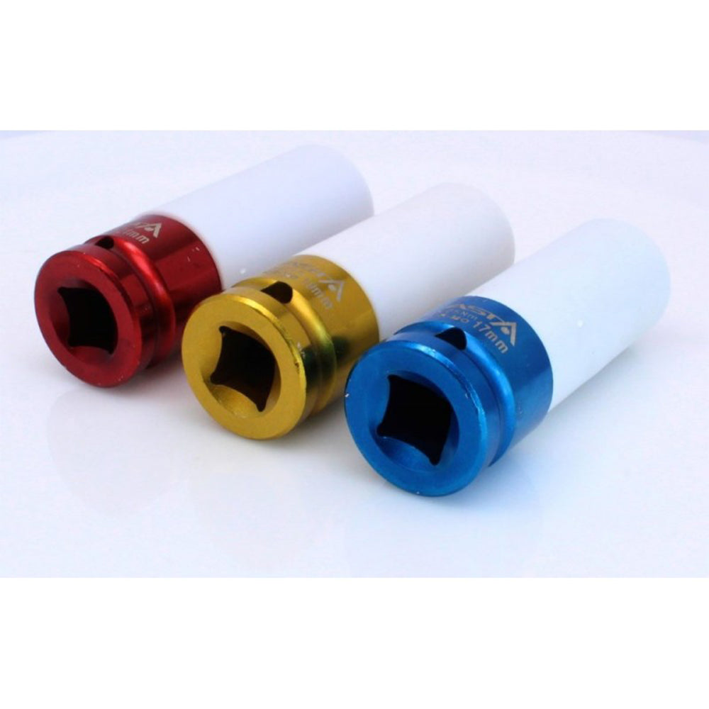 Sada 3 nástrčných hlavíc na hliníkové disky s ochrannou manžetou 17, 19, 21mm